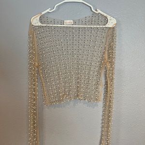 Look & Glisten Pearl Mesh Top - Large